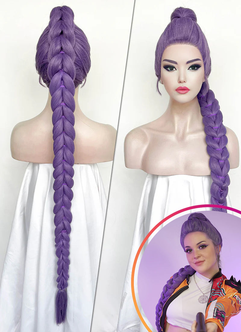 cutting wig リリアン for training KPop Demon Hunters Rumi Pastel Purple Braided Lace Front Synthetic