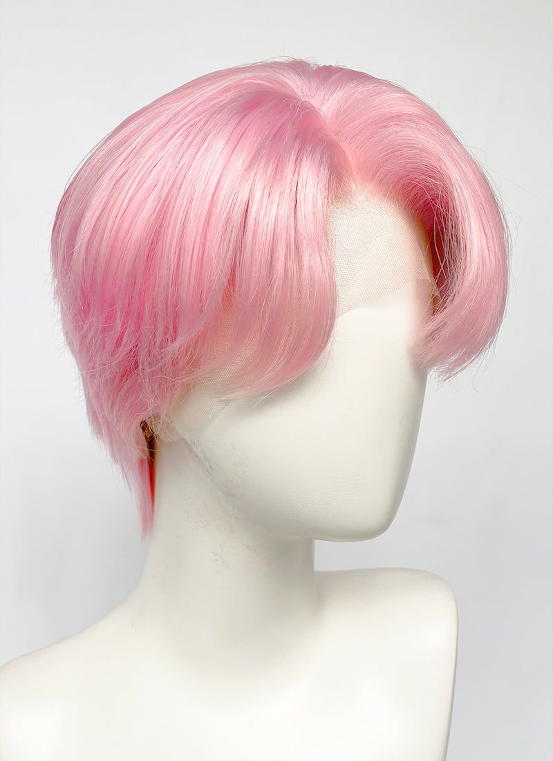 Kpop Pastel Pink Straight Lace Front Synthetic Men's Wig LF6131