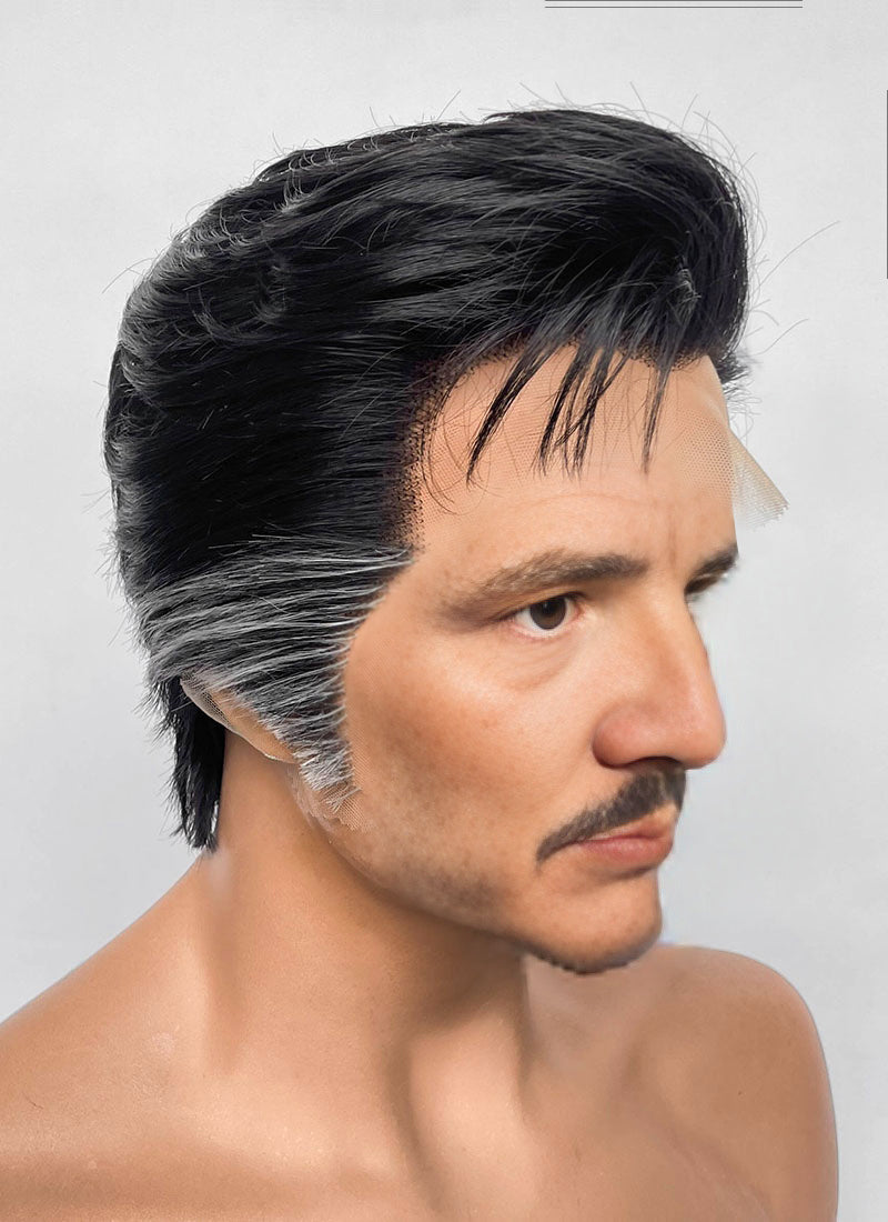 The Fantastic Four Mister Fantastic Reed Richards Black Mixed Silver Grey Straight Lace Front Synthetic Men's Wig LF8070