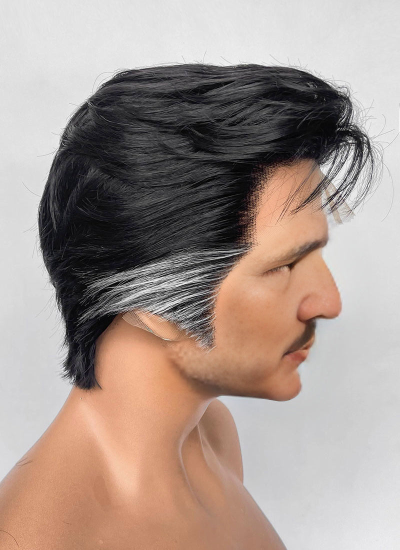 The Fantastic Four Mister Fantastic Reed Richards Black Mixed Silver Grey Straight Lace Front Synthetic Men's Wig LF8070