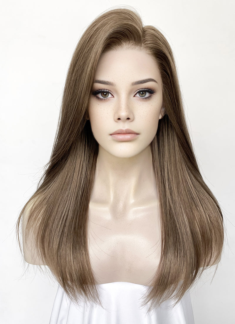 Brown Straight 13" x 6" Lace Top Kanekalon Synthetic Wig LFS041