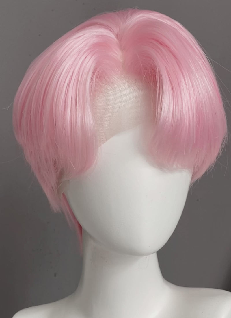 Kpop Pastel Pink Straight Lace Front Synthetic Men's Wig LF6131
