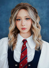 Balayage Blonde Highlights Money Piece Wavy Lace Front Synthetic Wig LF6001