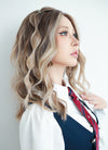 Balayage Blonde Highlights Money Piece Wavy Lace Front Synthetic Wig LF6001