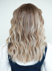 Balayage Blonde Highlights Money Piece Wavy Lace Front Synthetic Wig LF6001