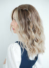 Balayage Blonde Highlights Money Piece Wavy Lace Front Synthetic Wig LF6001