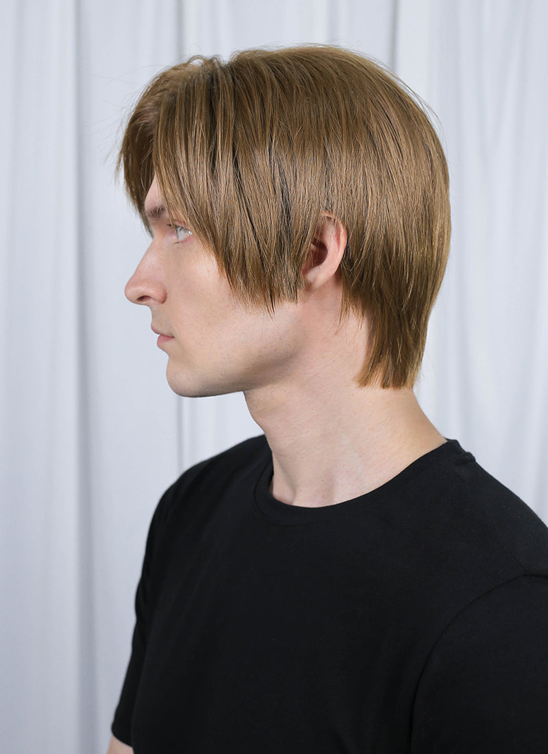 Resident Evil 4 Leon S. Kennedy Brunette Blonde Straight Lace Front Kanekalon Synthetic Men's Wig LF6009