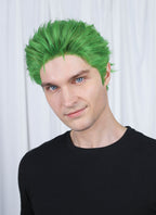 One Piece Roronoa Zoro Green Wavy Lace Front Synthetic Men's Wig LF6044