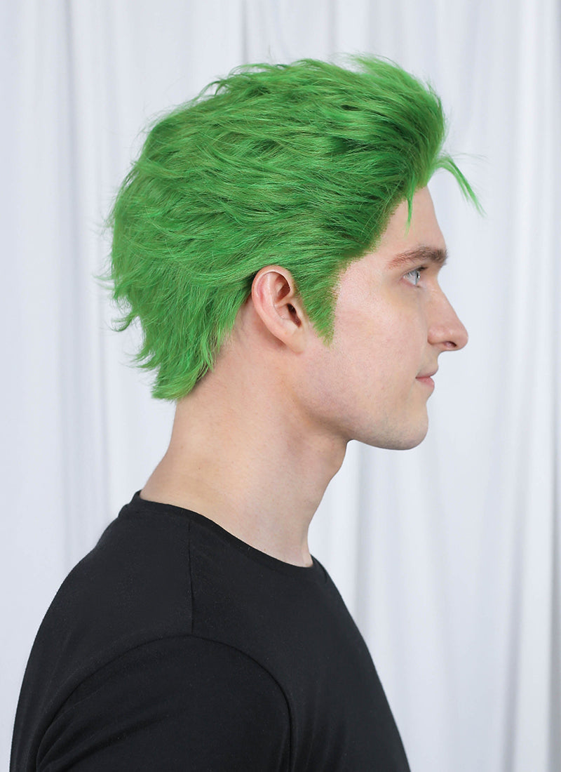 One Piece Roronoa Zoro Green Wavy Lace Front Synthetic Men's Wig LF6044
