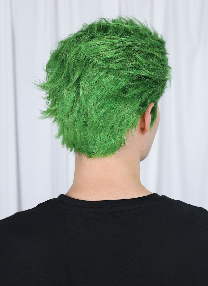 One Piece Roronoa Zoro Green Wavy Lace Front Synthetic Men's Wig LF6044