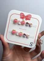 Pink Peach Sweet Blossom Coffin Handmade Children's Press-On Nails Kid NF036C