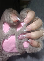 Hyper-Realistic Cat Claw Pink Square Handmade Press-On Nails NF057