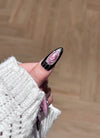 Edgy Black & Pink Sparkling Galaxy Almond Handmade Press-On Nails NF086