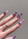 Pink with Gothic Spider Almond Handmade Press-On Nails NF087