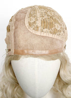 Ash Blonde Wavy Mono Parted Glueless Synthetic Wig CSX097