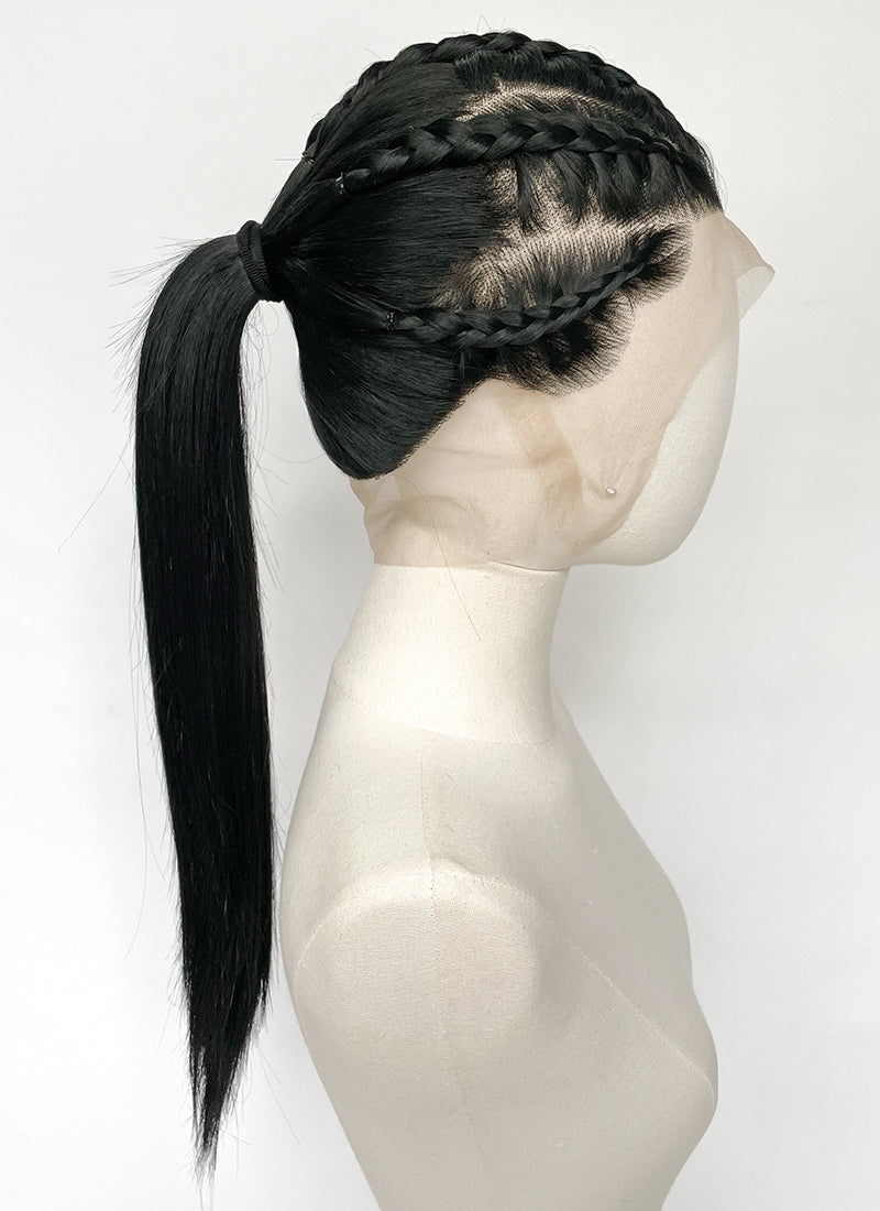 Black Straight Full Lace Kanekalon Synthetic Wig FL011