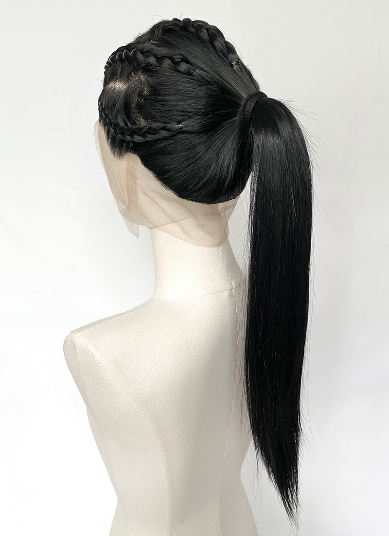 Black Straight Full Lace Kanekalon Synthetic Wig FL011