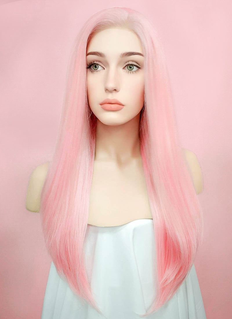 Pastel Pink Straight Lace Front Synthetic Wig LF026