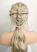 Game of Thrones Daenerys Targaryen Light Ash Blonde Braided Lace Front Synthetic Wig LF2037