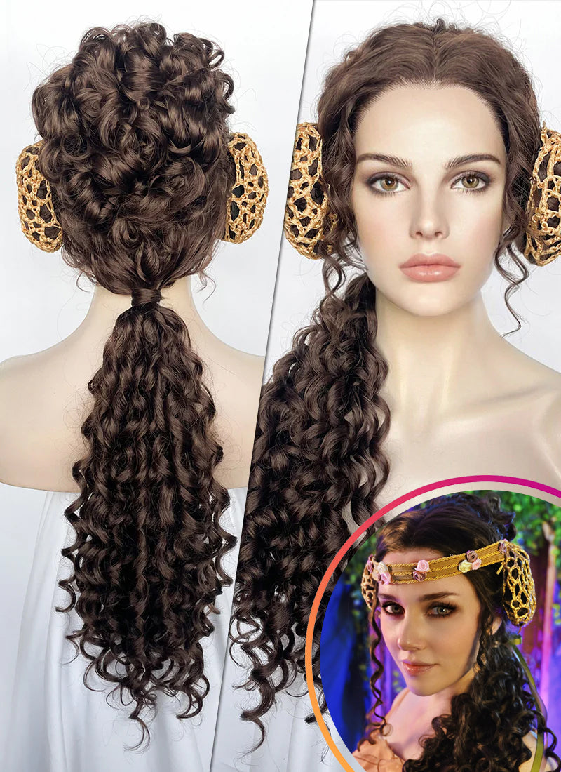 Star Wars Padme Amidala Brunette Braided Lace Front Synthetic Wig LF2145