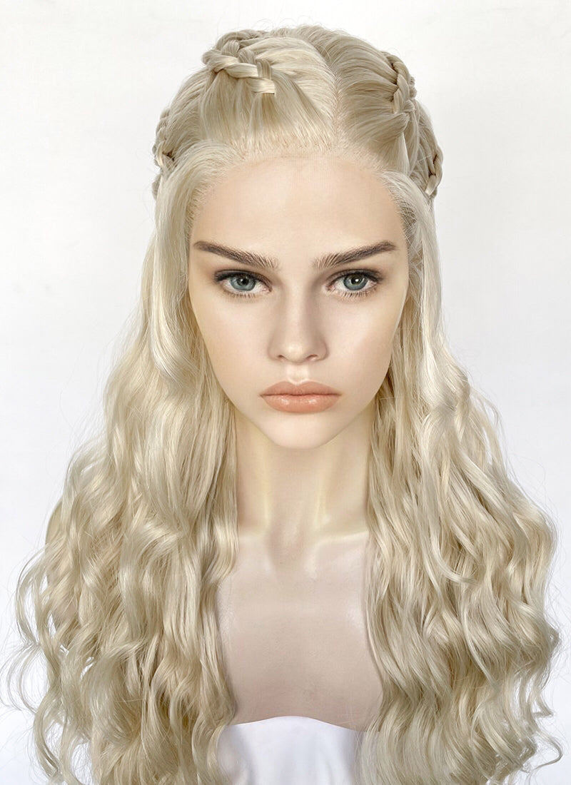 Game of Thrones Daenerys Targaryen Light Ash Blonde Braided Lace Front Synthetic Wig LF2158