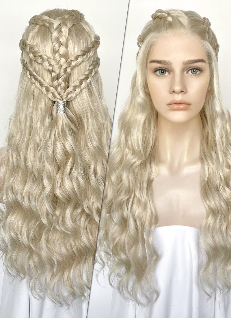 Game of Thrones Daenerys Targaryen Light Ash Blonde Braided Lace Front Synthetic Wig LF2158