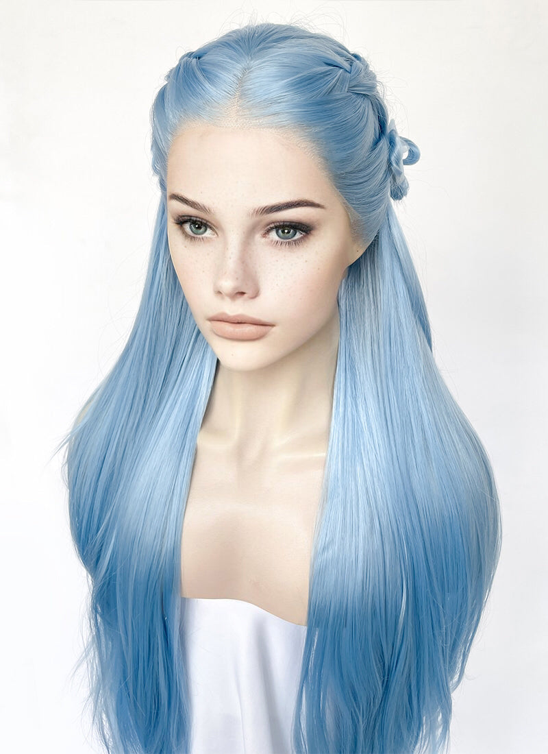 Pastel Blue Braided Lace Front Synthetic Wig LF2162
