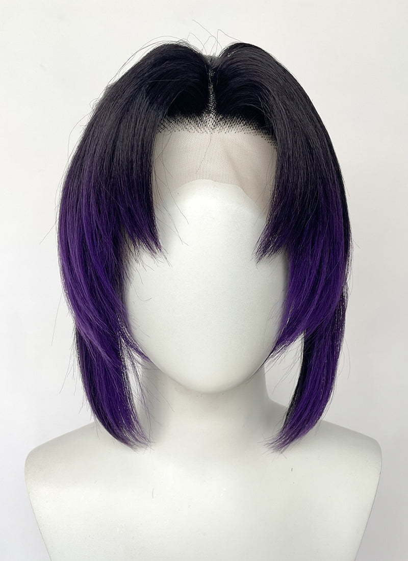Demon Slayer: Kimetsu no Yaiba Shinobu Kocho Black Mixed Purple Braided Lace Front Synthetic Wig LF2197