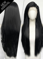 Black Braided Lace Front Synthetic Wig LF2204