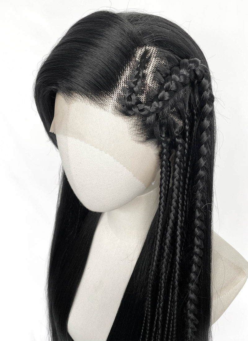 Black Braided Lace Front Synthetic Wig LF2204