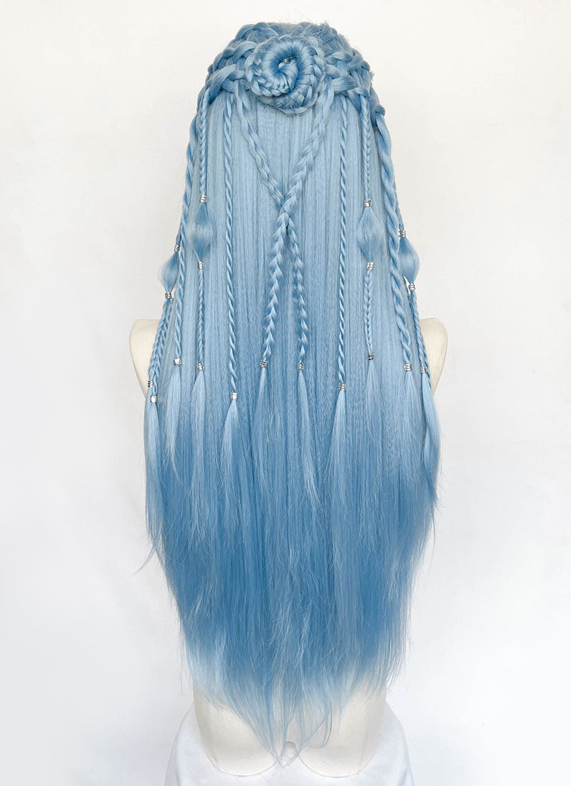 Pastel Blue Braided Lace Front Synthetic Wig LF2206