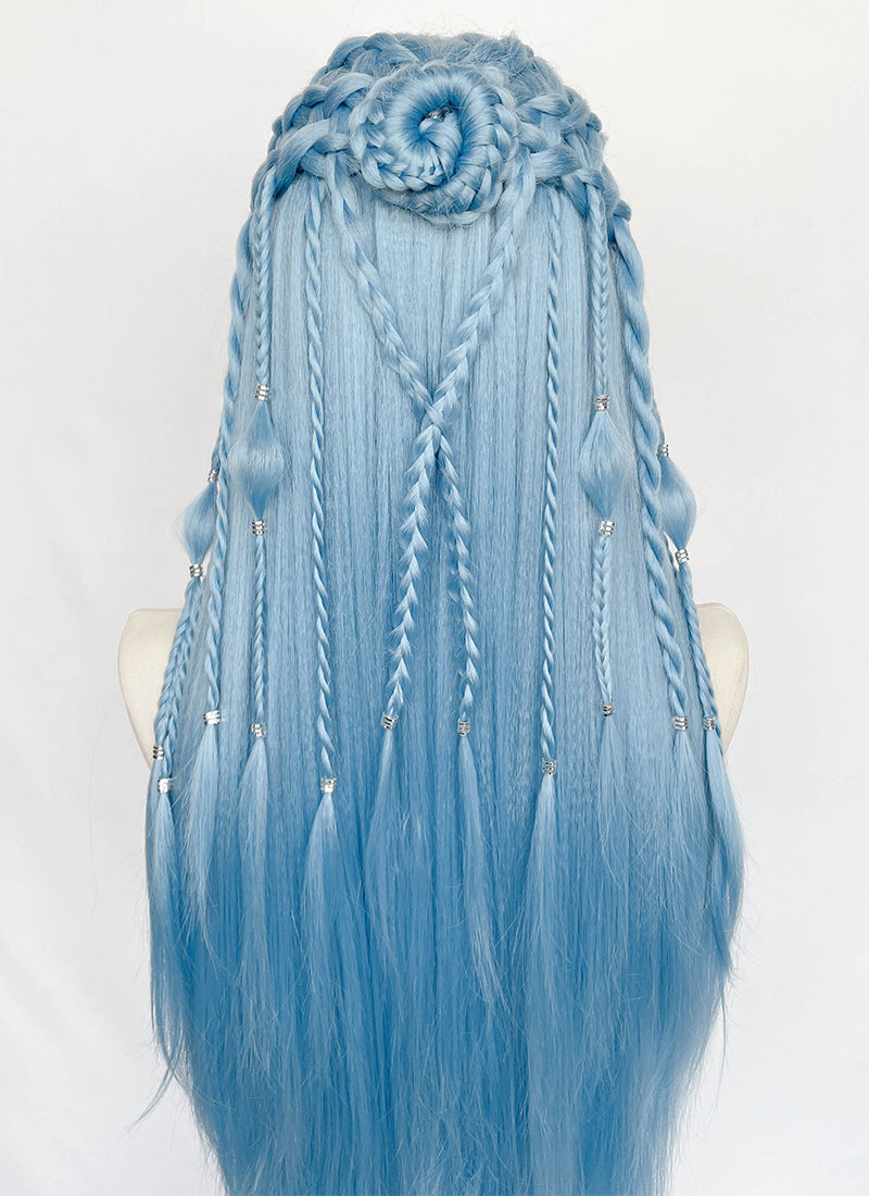 Pastel Blue Braided Lace Front Synthetic Wig LF2206