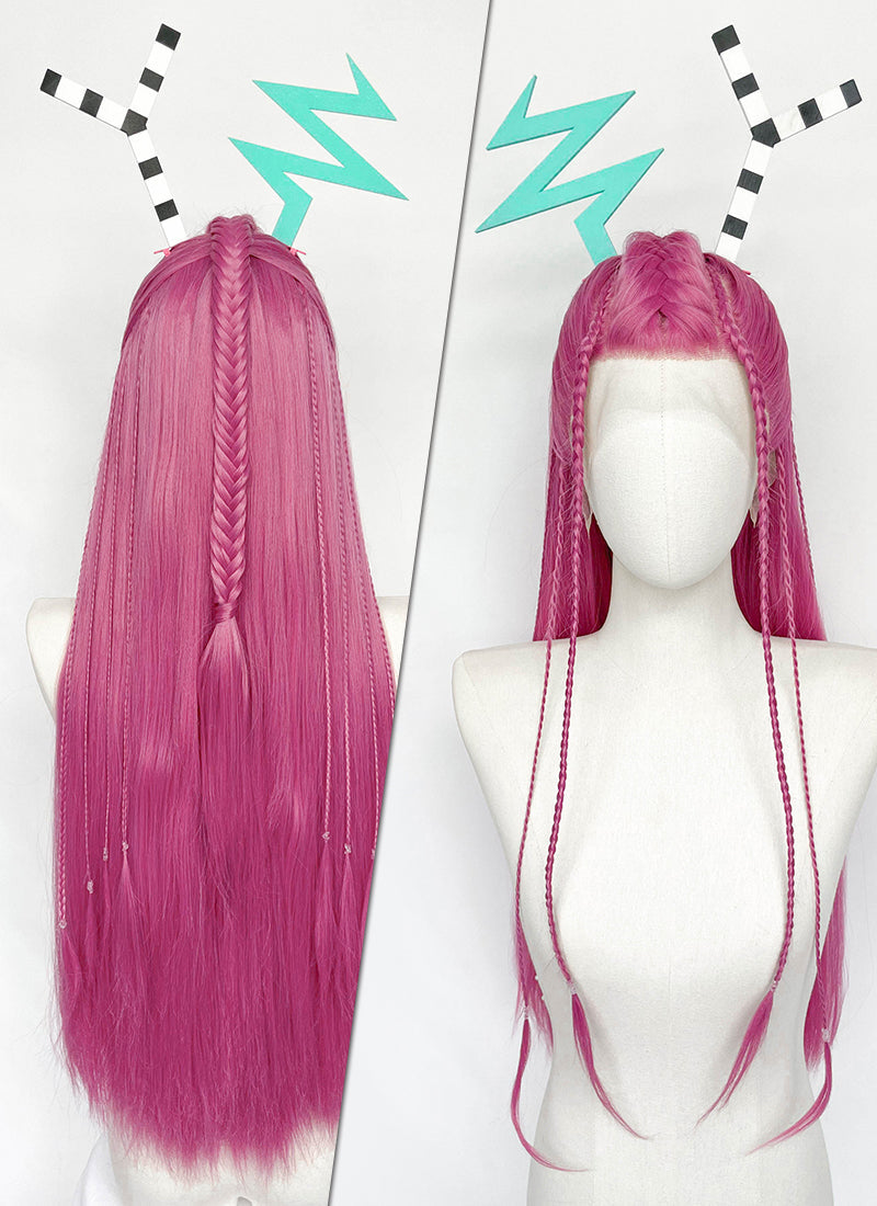 The Amazing Digital Circus Zooble Yaki Hot Pink Braided 13" x 6" Lace Top Synthetic Wig LF2207