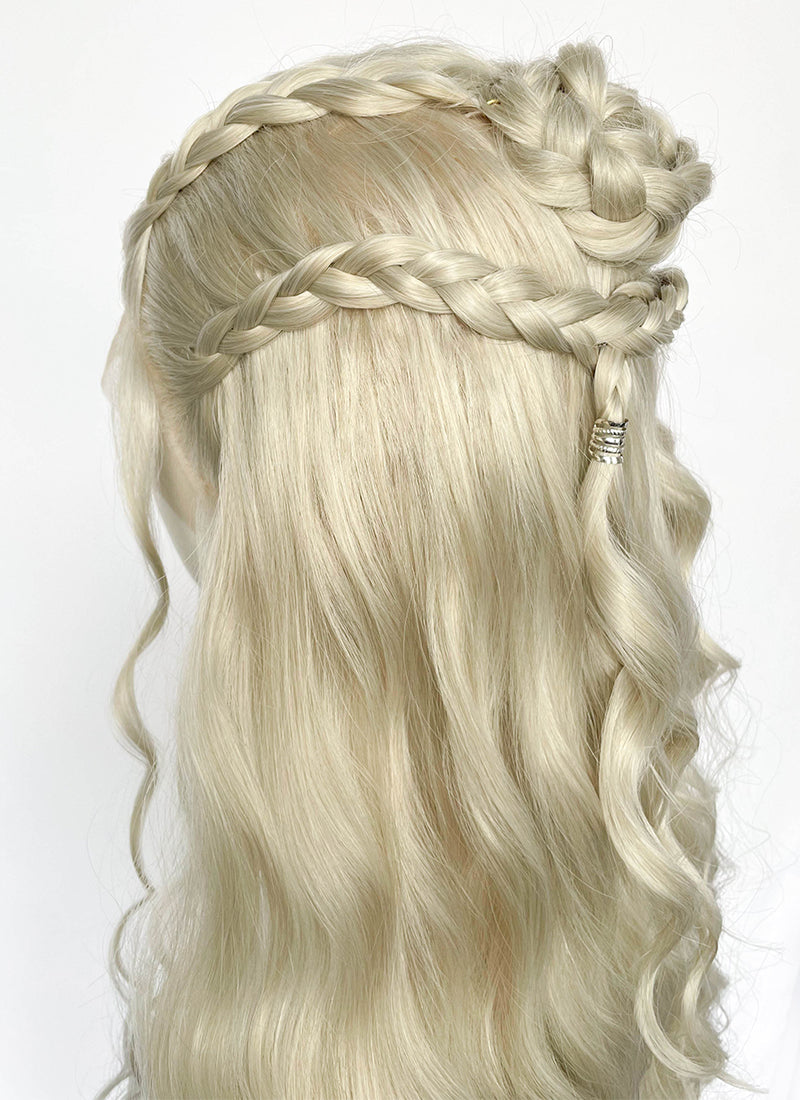 Game of Thrones Daenerys Targaryen Light Ash Blonde Braided Lace Front Synthetic Wig LF2211