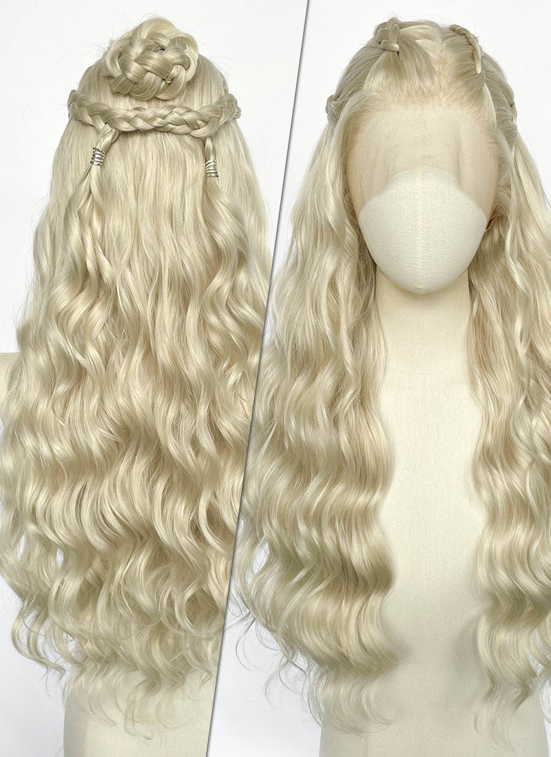 Game of Thrones Daenerys Targaryen Light Ash Blonde Braided Lace Front Synthetic Wig LF2211