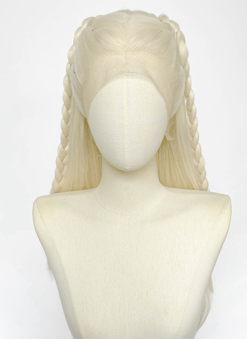 House of the Dragon Rhaenyra Targaryen? Platinum Blonde Braided Lace Front Synthetic Wig LF2221