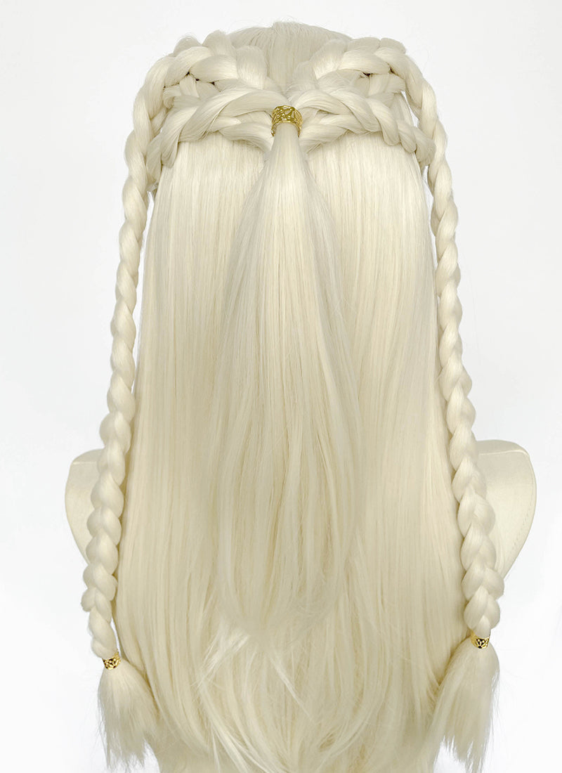 House of the Dragon Rhaenyra Targaryen Platinum Blonde Braided Lace Front Synthetic Wig LF2221