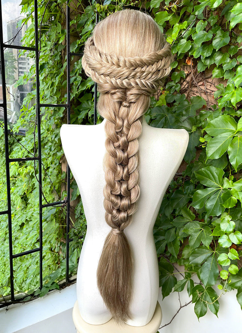 Mixed Blonde Braided Yaki Lace Front Synthetic Wig LF2222