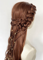 Reddish Brown Braided Lace Front Synthetic Wig LF2224