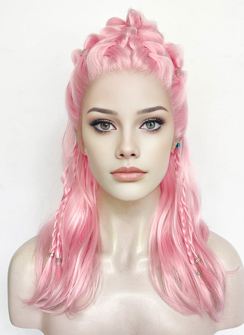 Pastel Pink Braided Lace Front Synthetic Wig LF2511