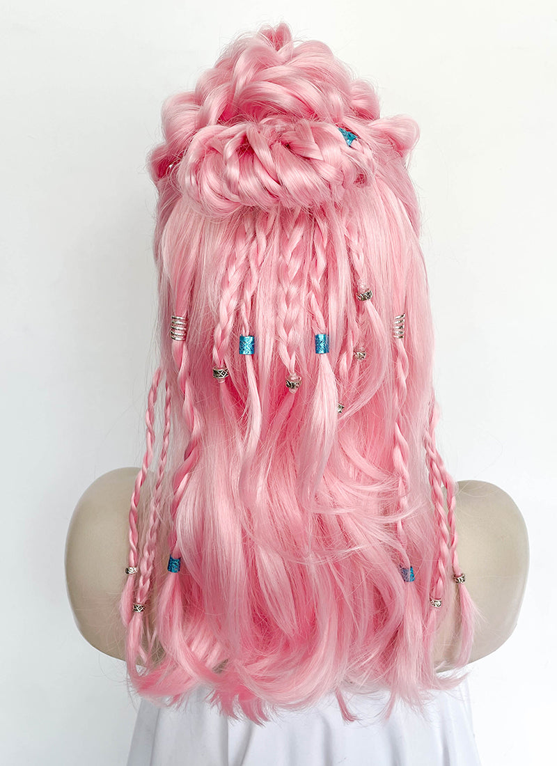 Pastel Pink Braided Lace Front Synthetic Wig LF2511