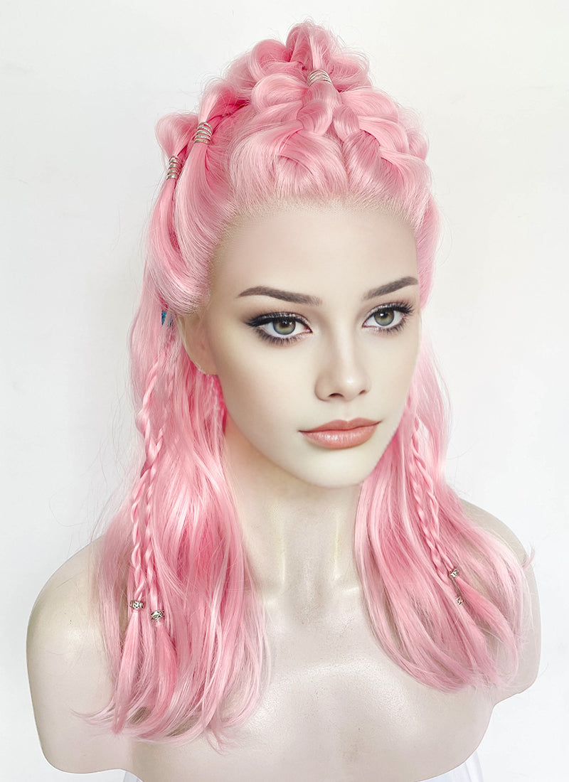 Pastel Pink Braided Lace Front Synthetic Wig LF2511