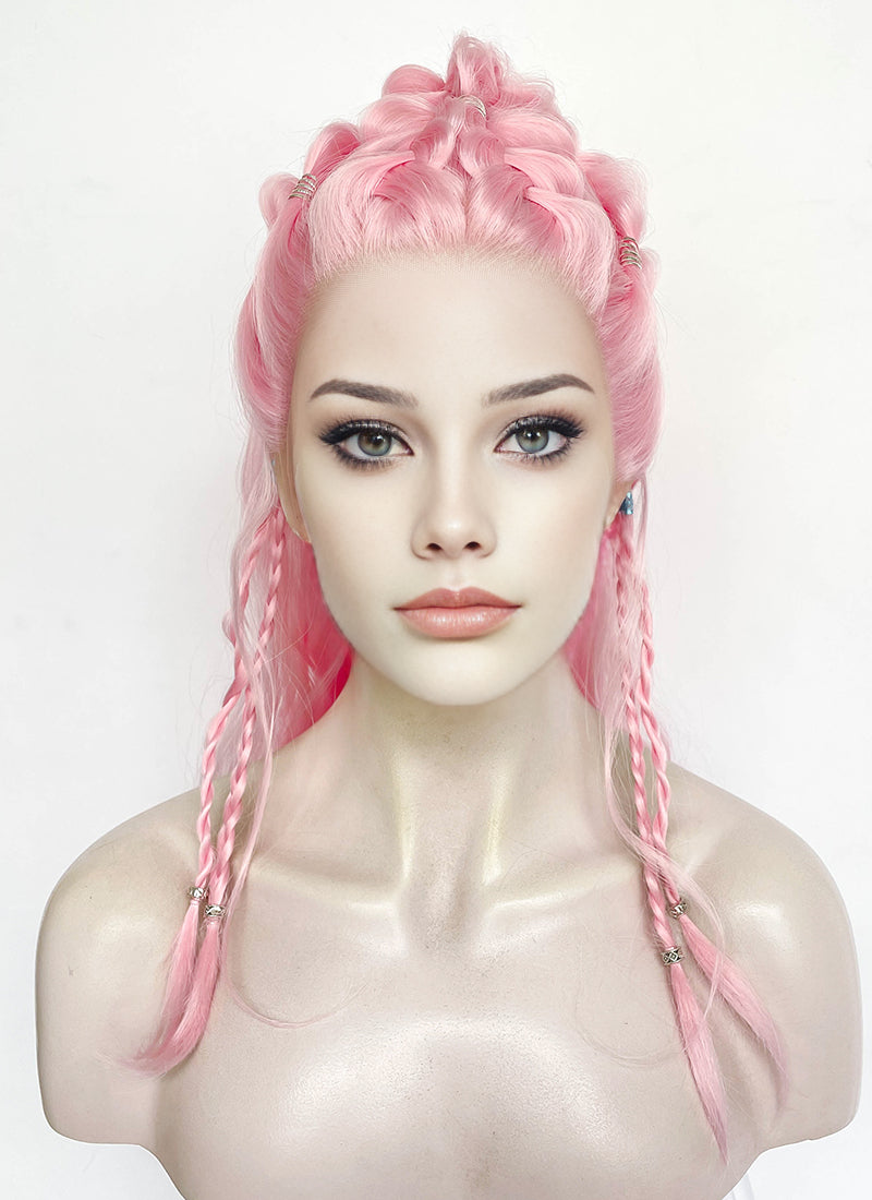 Pastel Pink Braided Lace Front Synthetic Wig LF2511