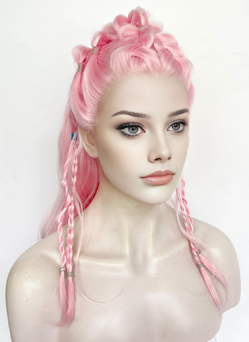 Pastel Pink Braided Lace Front Synthetic Wig LF2511