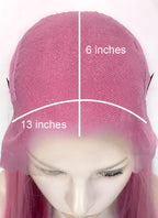 KPop Demon Hunters Mira Yaki Hot Pink Braided 13" x 6" Lace Top Synthetic Wig LF2513