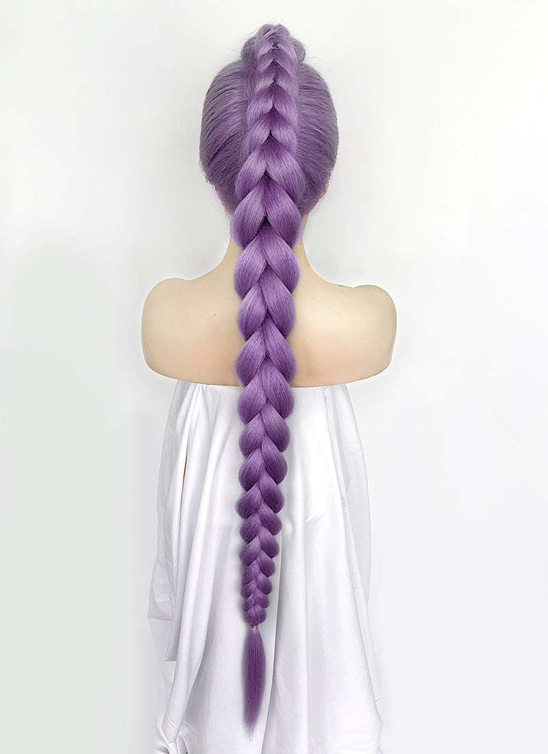 KPop Demon Hunters Rumi Pastel Purple Braided Lace Front Synthetic Wig LF2515