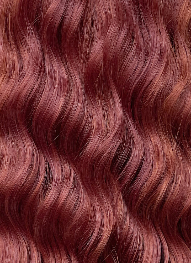 Ginger Mixed Burgundy Red Wavy Lace Front Kanekalon Synthetic Hair Wig LF3334