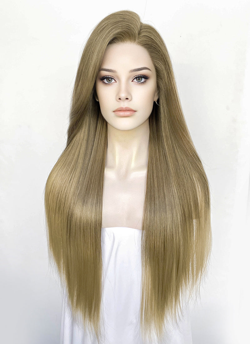 Brown Blonde Ombre Straight Lace Front Synthetic Wig LF3362