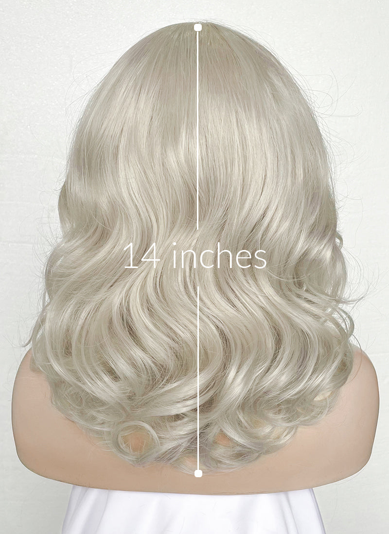 Pastel Blondish Grey Wavy Bob Lace Front Synthetic Wig LF369