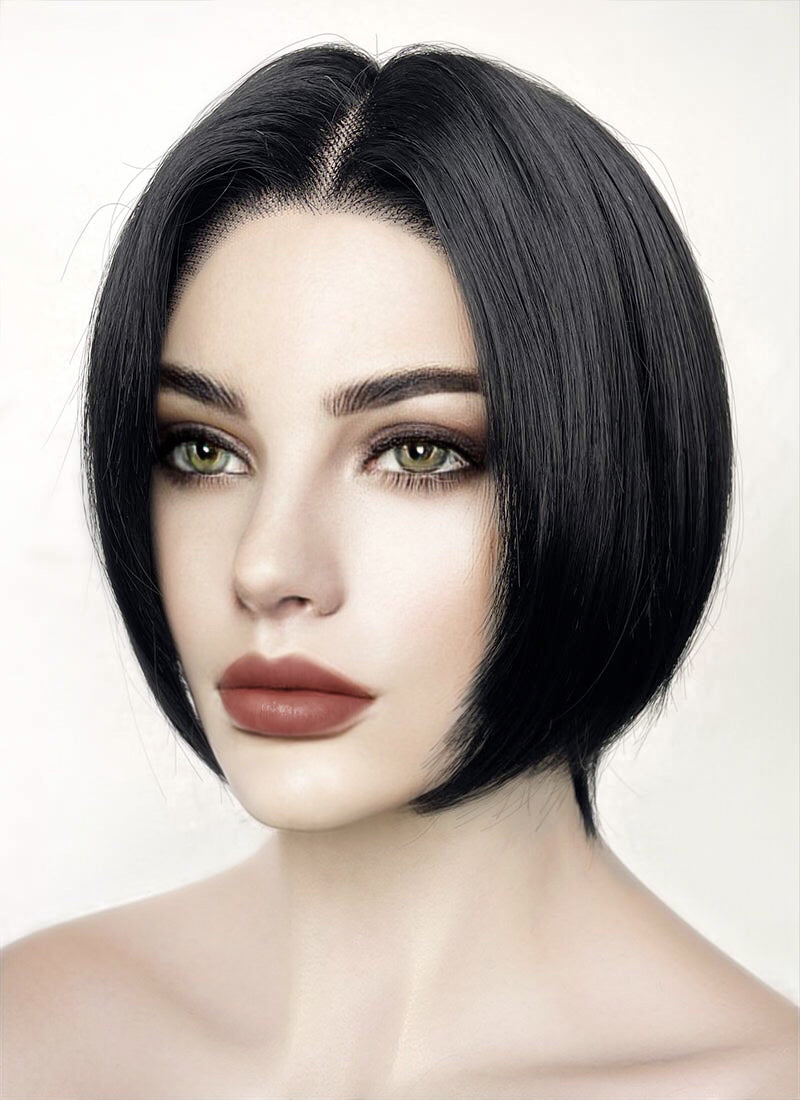 Nana Jet Black Straight Bob Lace Front Synthetic Wig LF6040